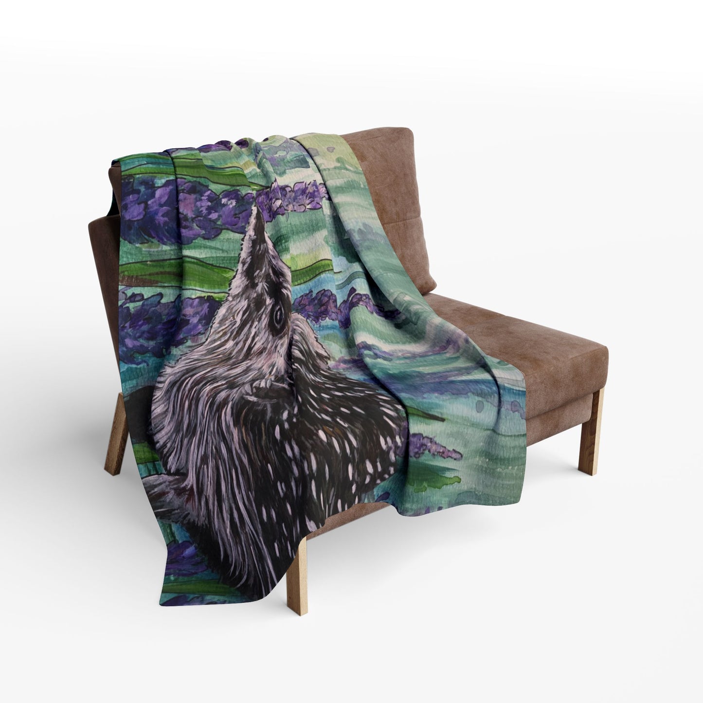 Hedgehog in Lavender Blanket | Fleece Throw