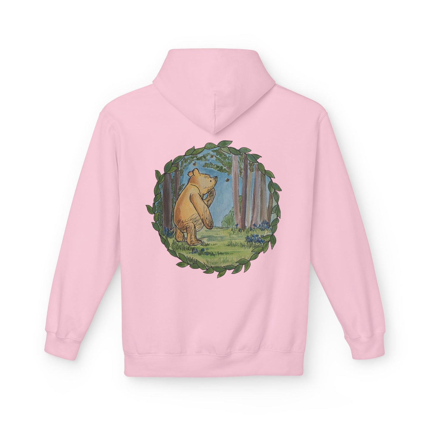 Winnie the Pooh Hoodie | Classic Storybook Illustration, Forest Backprint