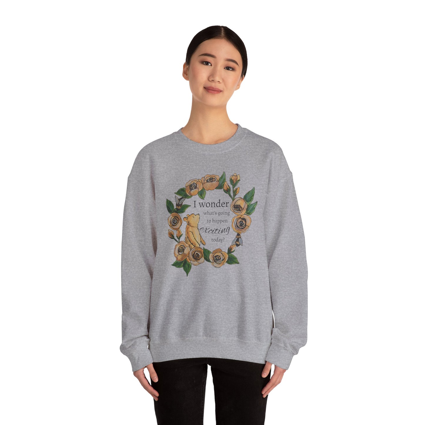 Winnie the Pooh Floral Wreath Sweatshirt, Winnie Quote