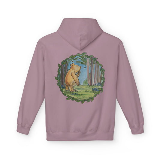 Winnie the Pooh Hoodie | Classic Storybook Illustration, Forest Backprint