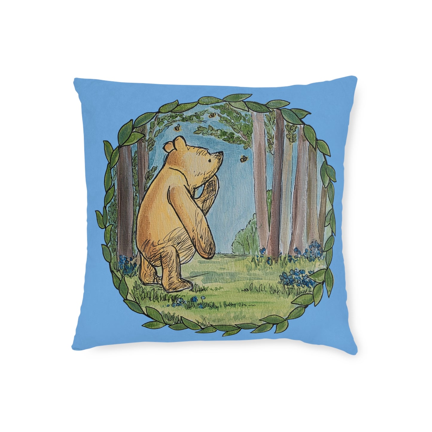 Winnie the Pooh Forest Square Pillow | Woodland Children's Decorative Pillow