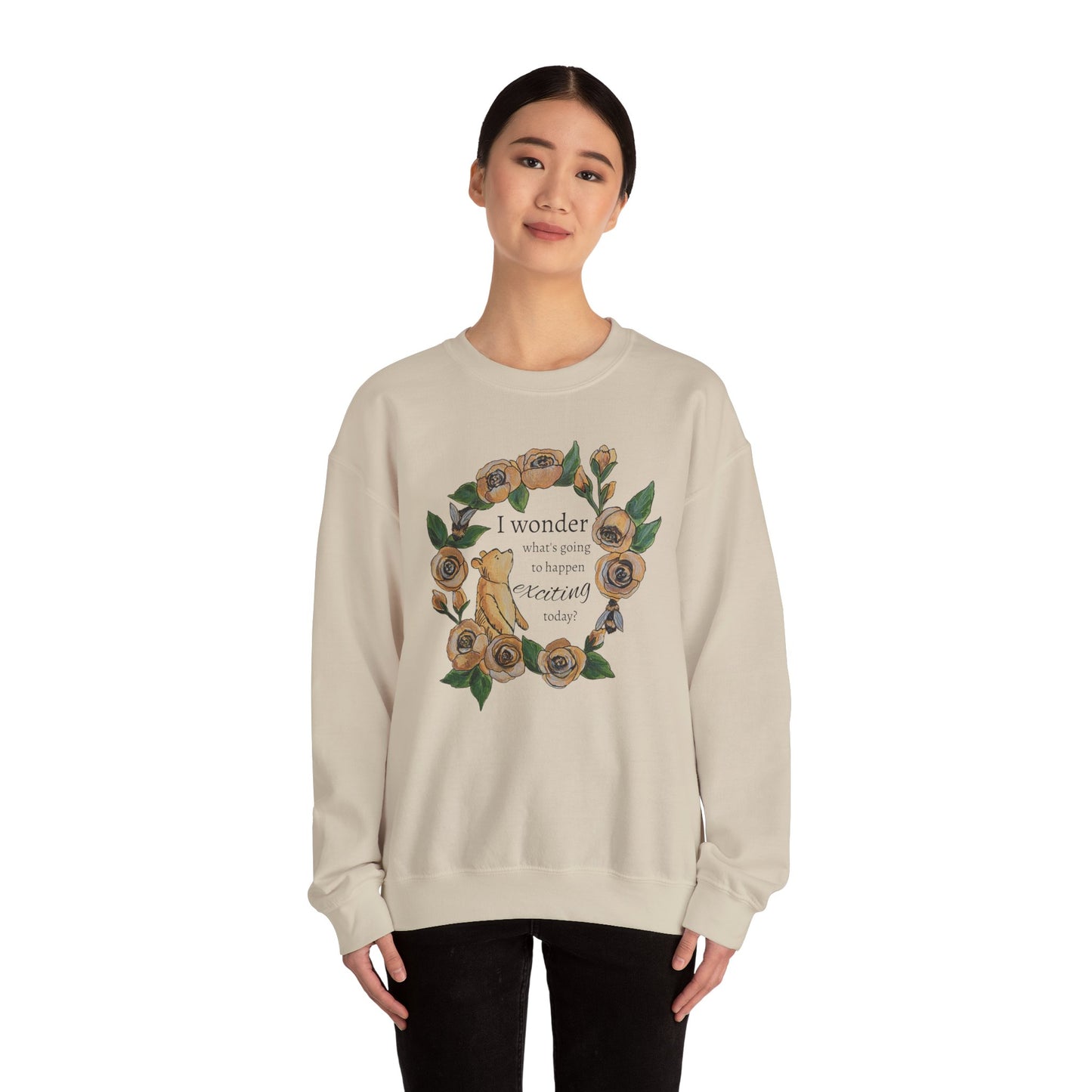Winnie the Pooh Floral Wreath Sweatshirt, Winnie Quote