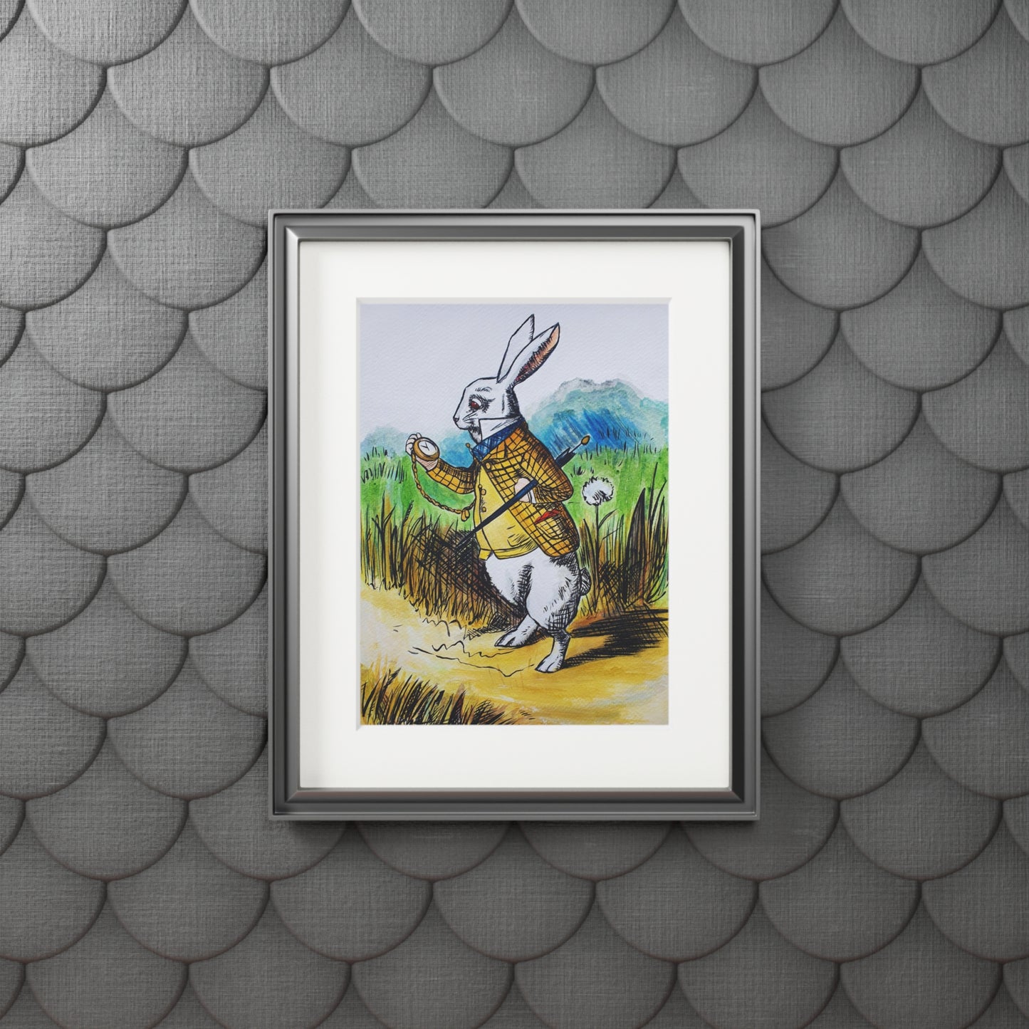 White Rabbit | Alice in Wonderland Illustration Fine Art Print | Passepartout Paper Frame