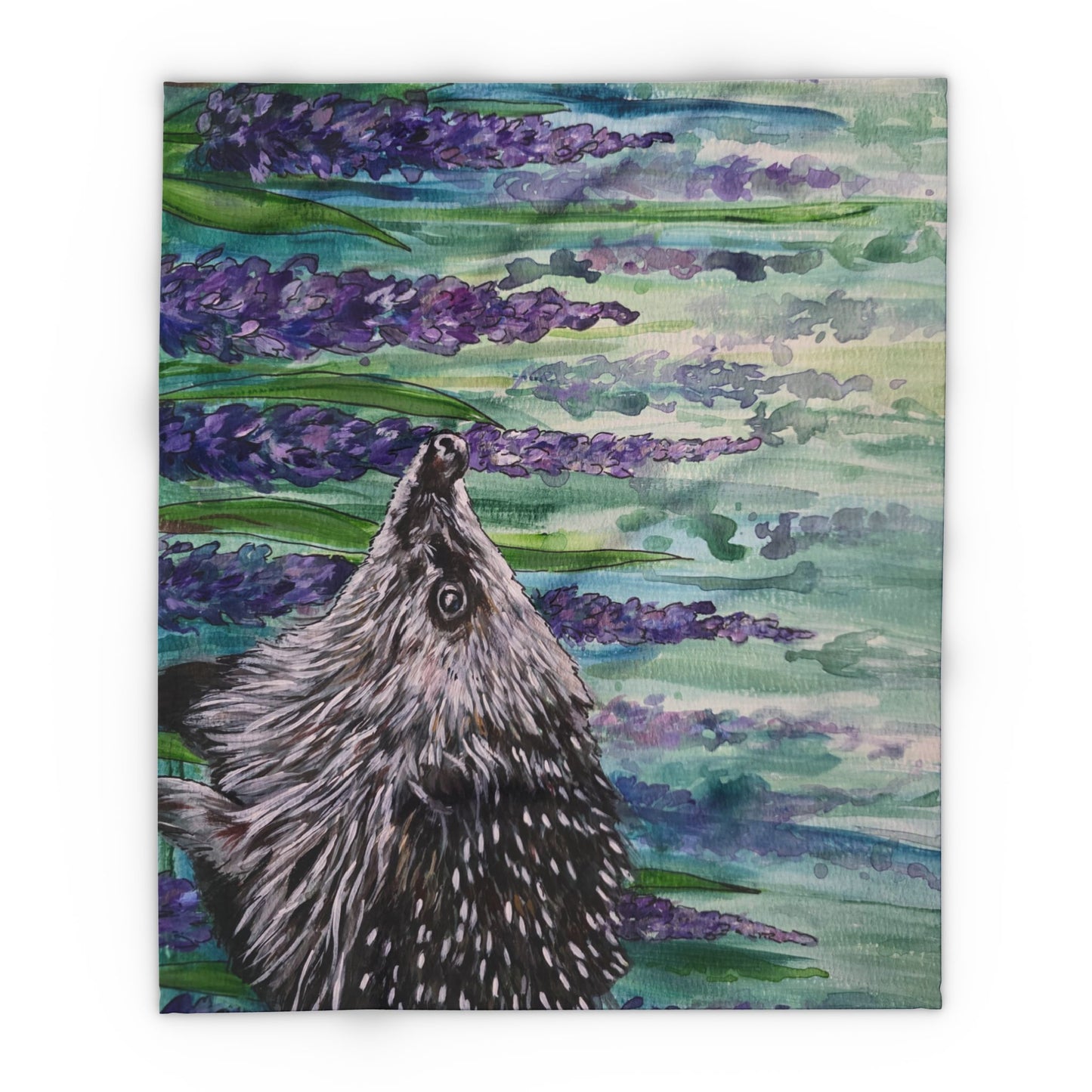 Hedgehog in Lavender Blanket | Fleece Throw