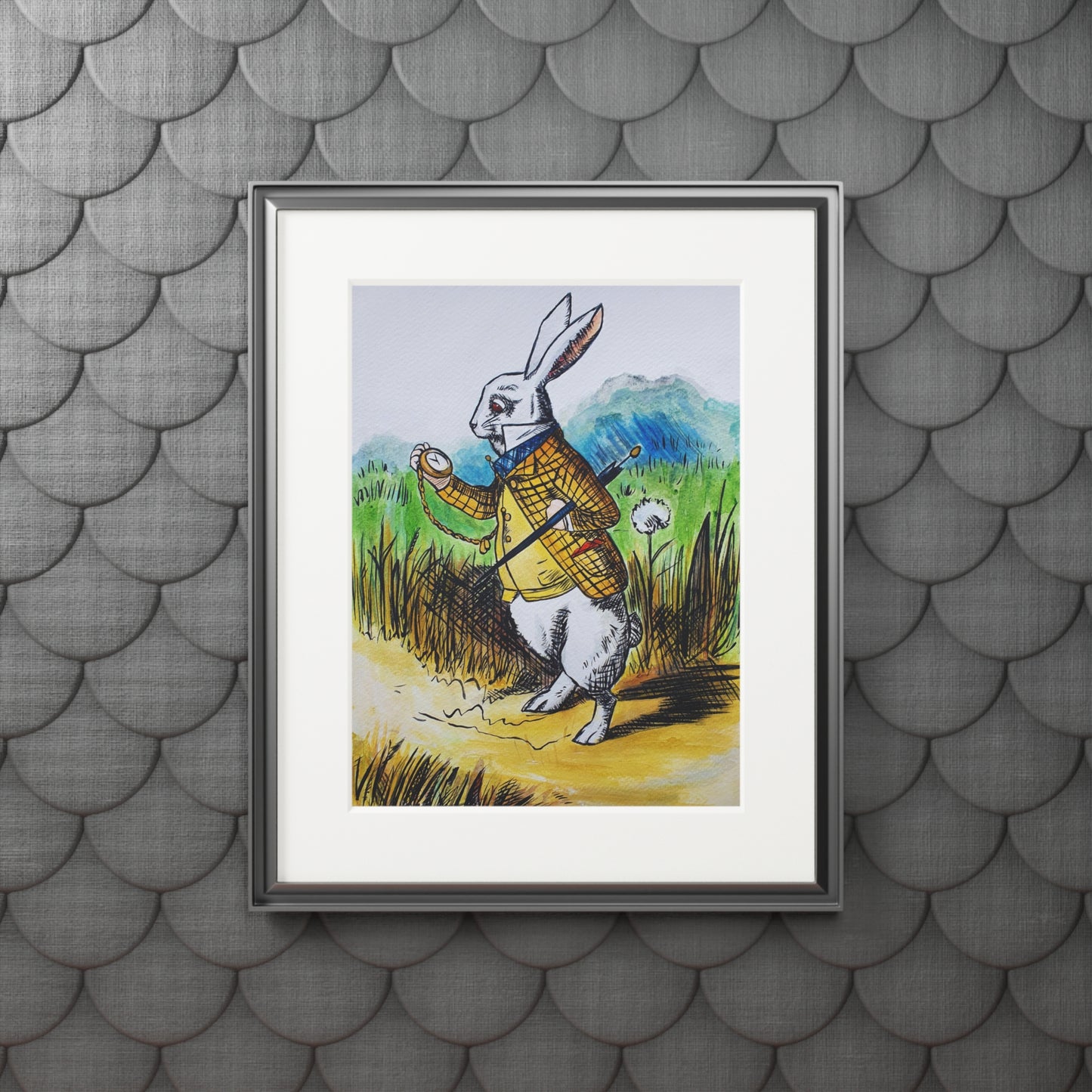 White Rabbit | Alice in Wonderland Illustration Fine Art Print | Passepartout Paper Frame