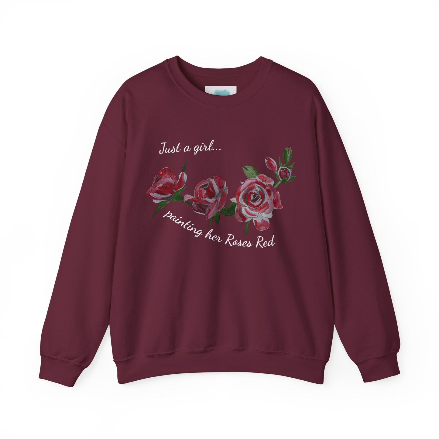 Just a Girl Painting Her Roses Red sweatshirt | Floral Rose Crewneck - Alice in Wonderland