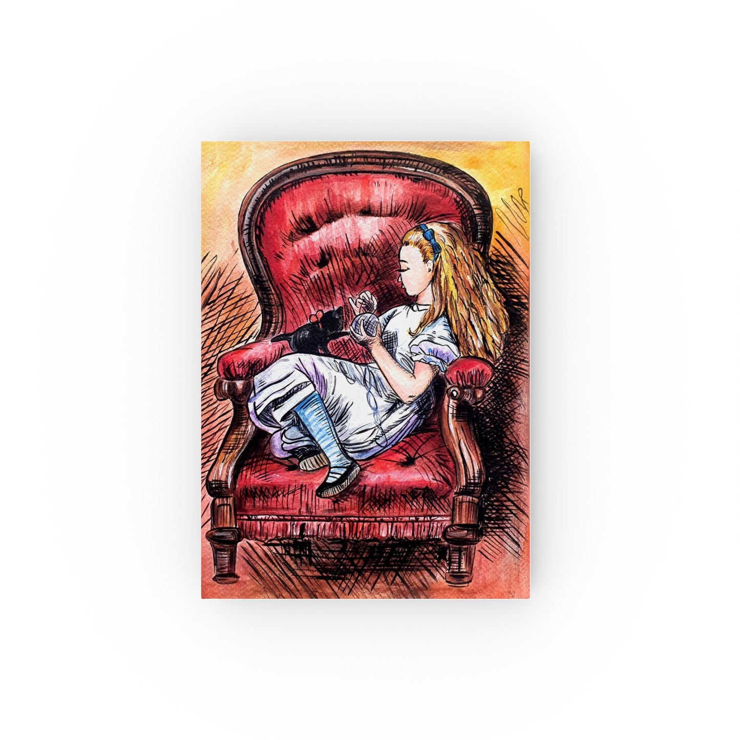 Alice in Wonderland illustration Hardback Journal | literary sketch, red cover
