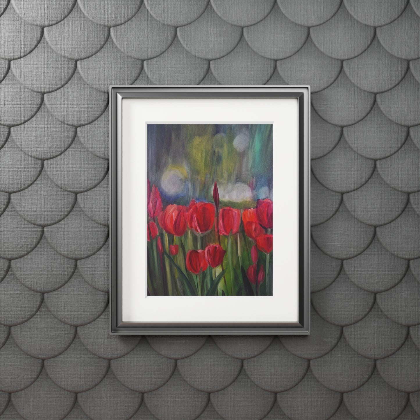 Red Tulip Field Fine Art Print | Passepartout Paper Frame