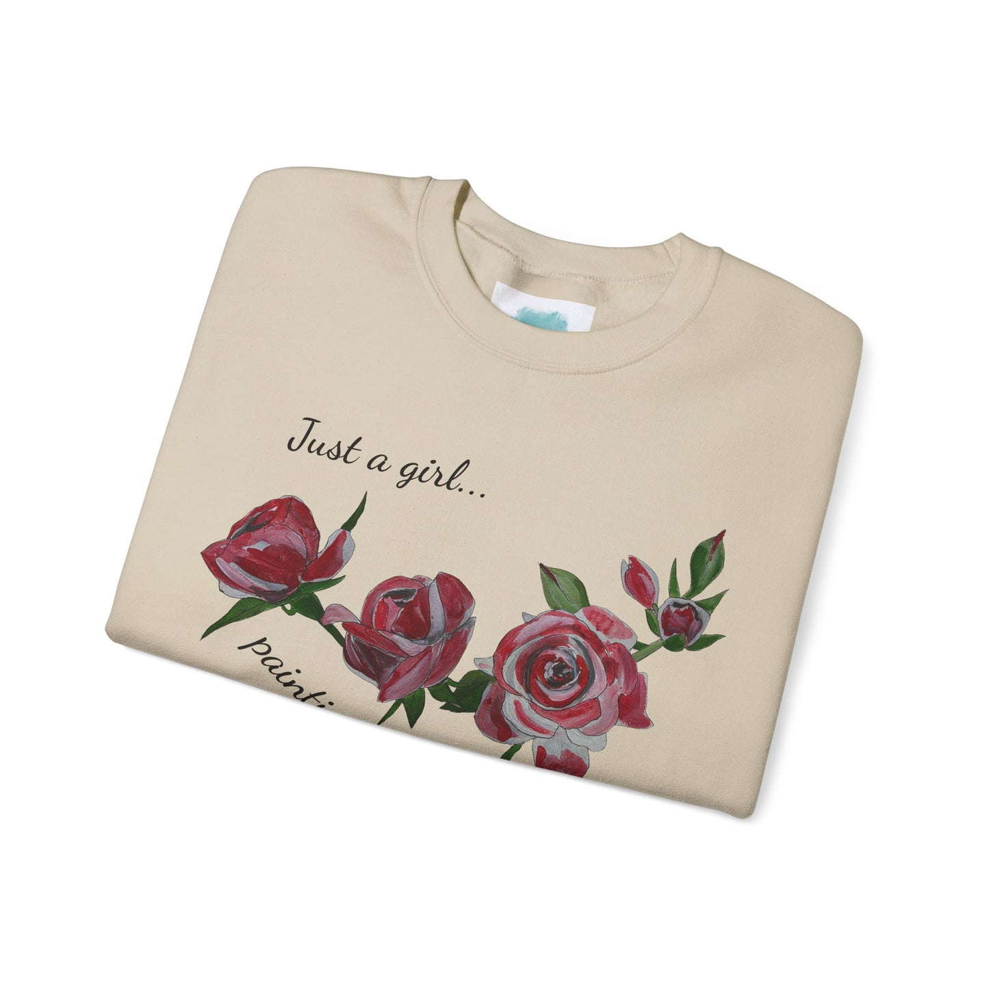 Just a Girl Painting Her Roses Red sweatshirt | Floral Rose Crewneck - Alice in Wonderland