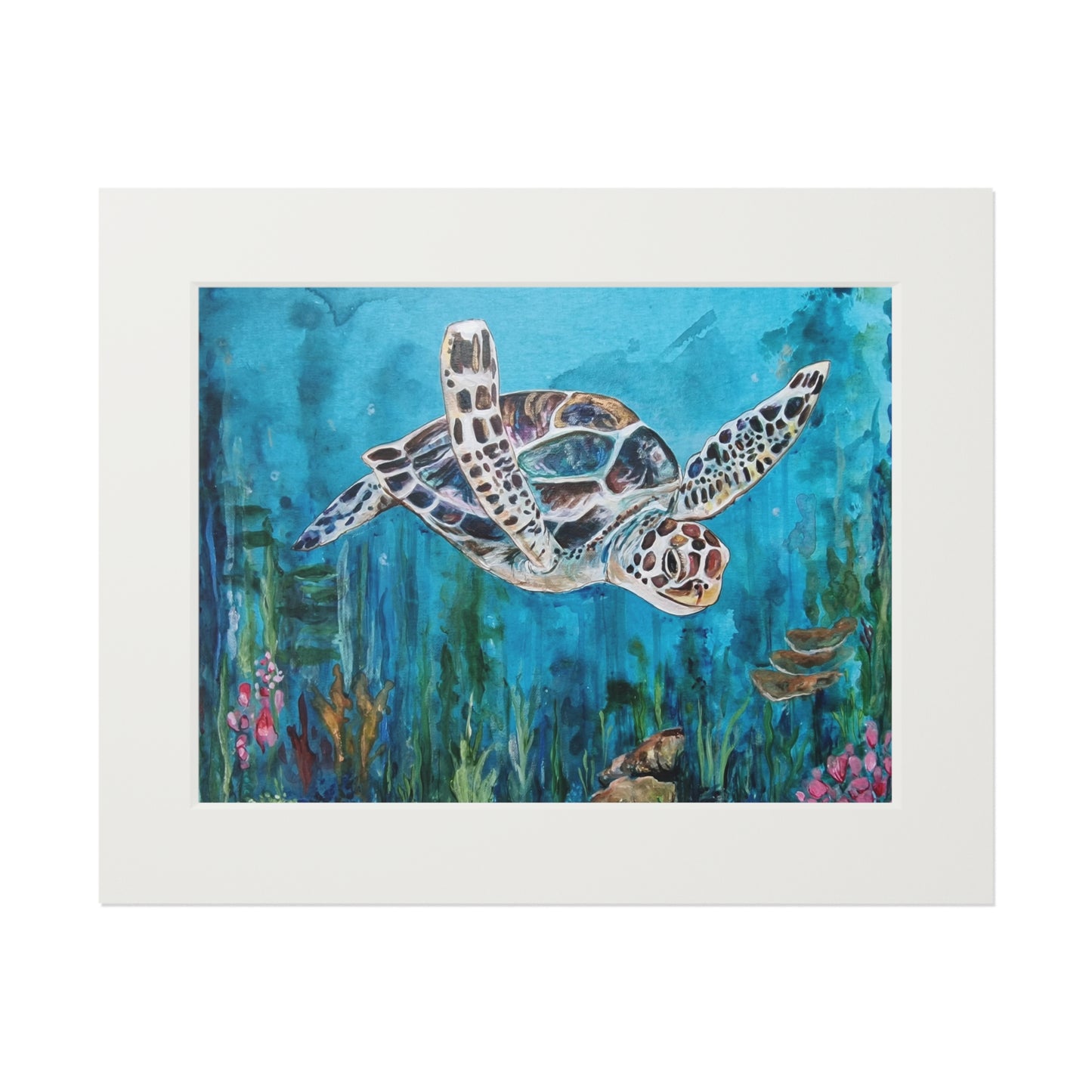 Sea Turtle Illustration Fine Art Print | Passepartout Paper Frame