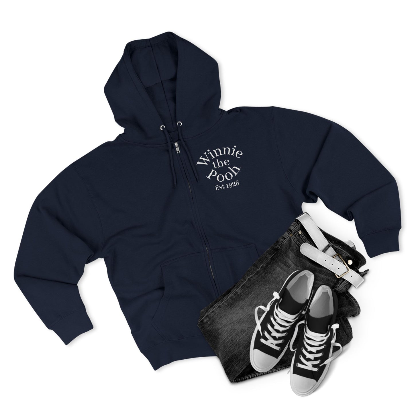 Winnie the Pooh Forest Illustration Zip Hoodie | Vintage Storybook Design