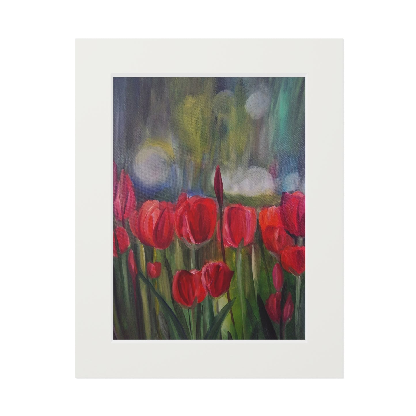 Red Tulip Field Fine Art Print | Passepartout Paper Frame