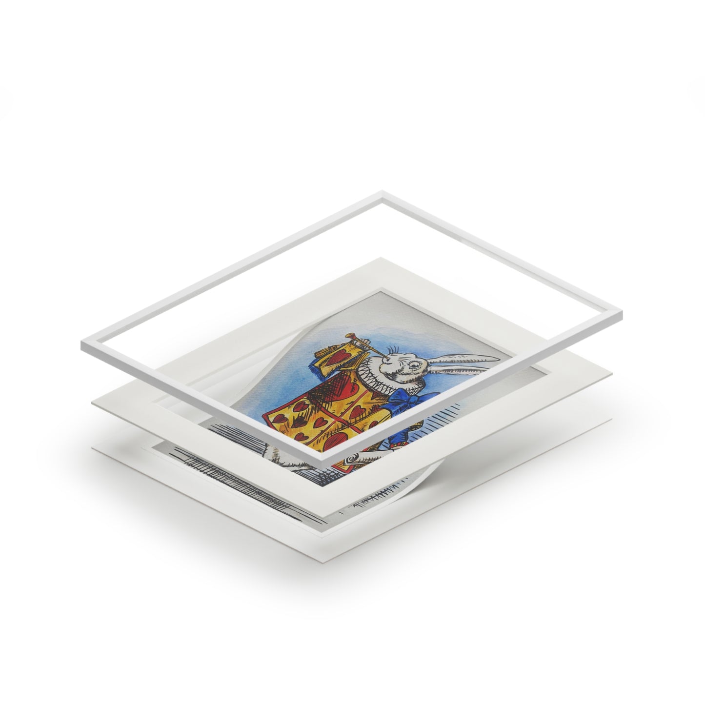 The White Rabbit - Alice in Wonderland Fine Art Prints (Passepartout Paper Frame)