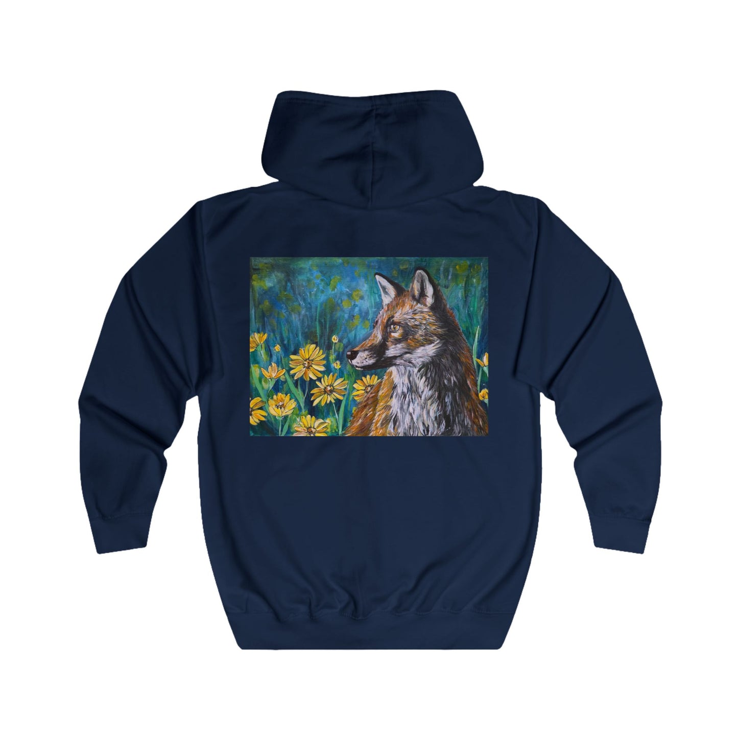 Fox Portrait Hoodie | Fox Among Wildflowers, Nature Animal Art Zip