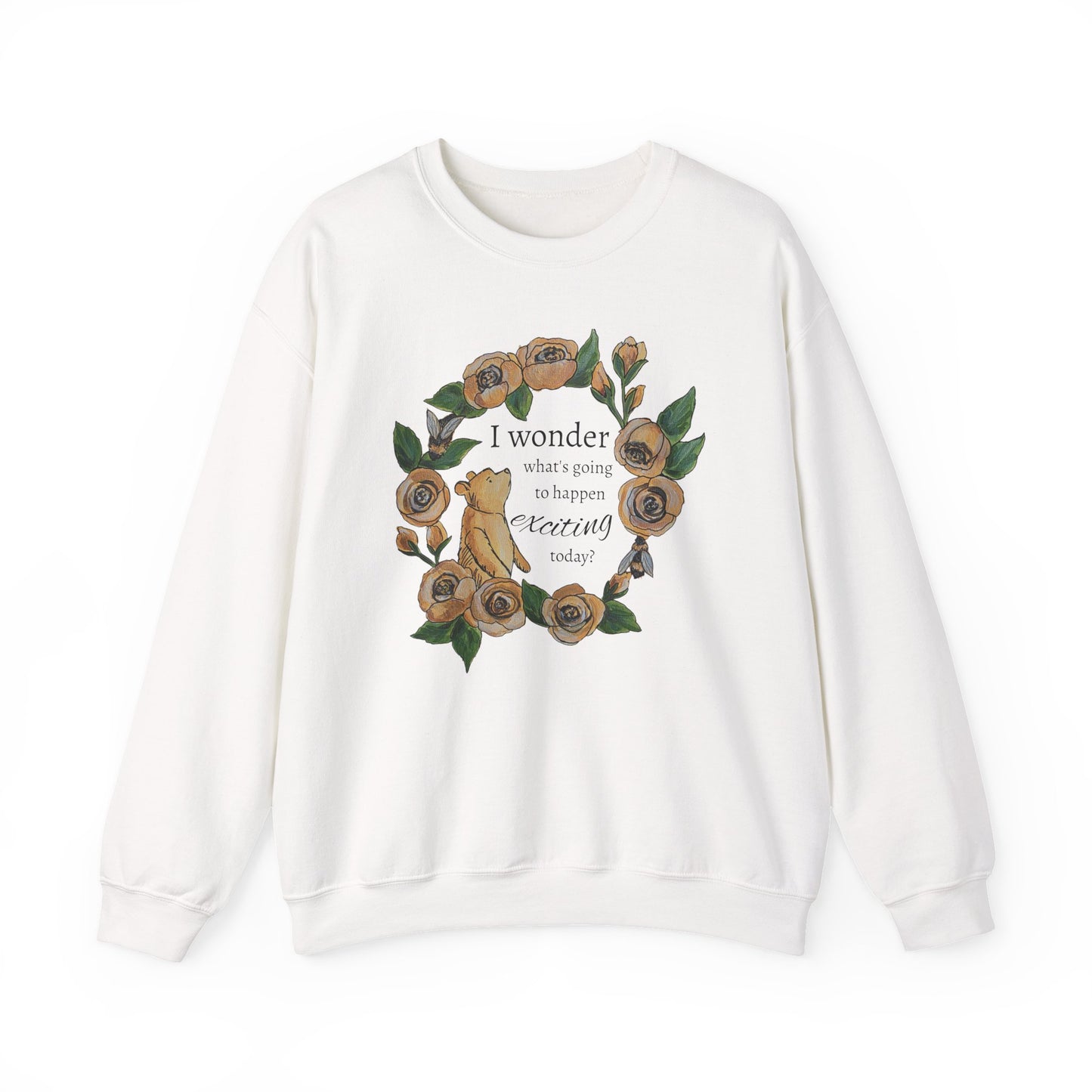 Winnie the Pooh Floral Wreath Sweatshirt, Winnie Quote