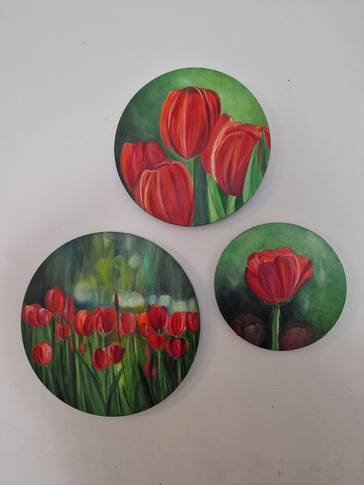 SOLD Colourburst Tulips, Set of Three paintings