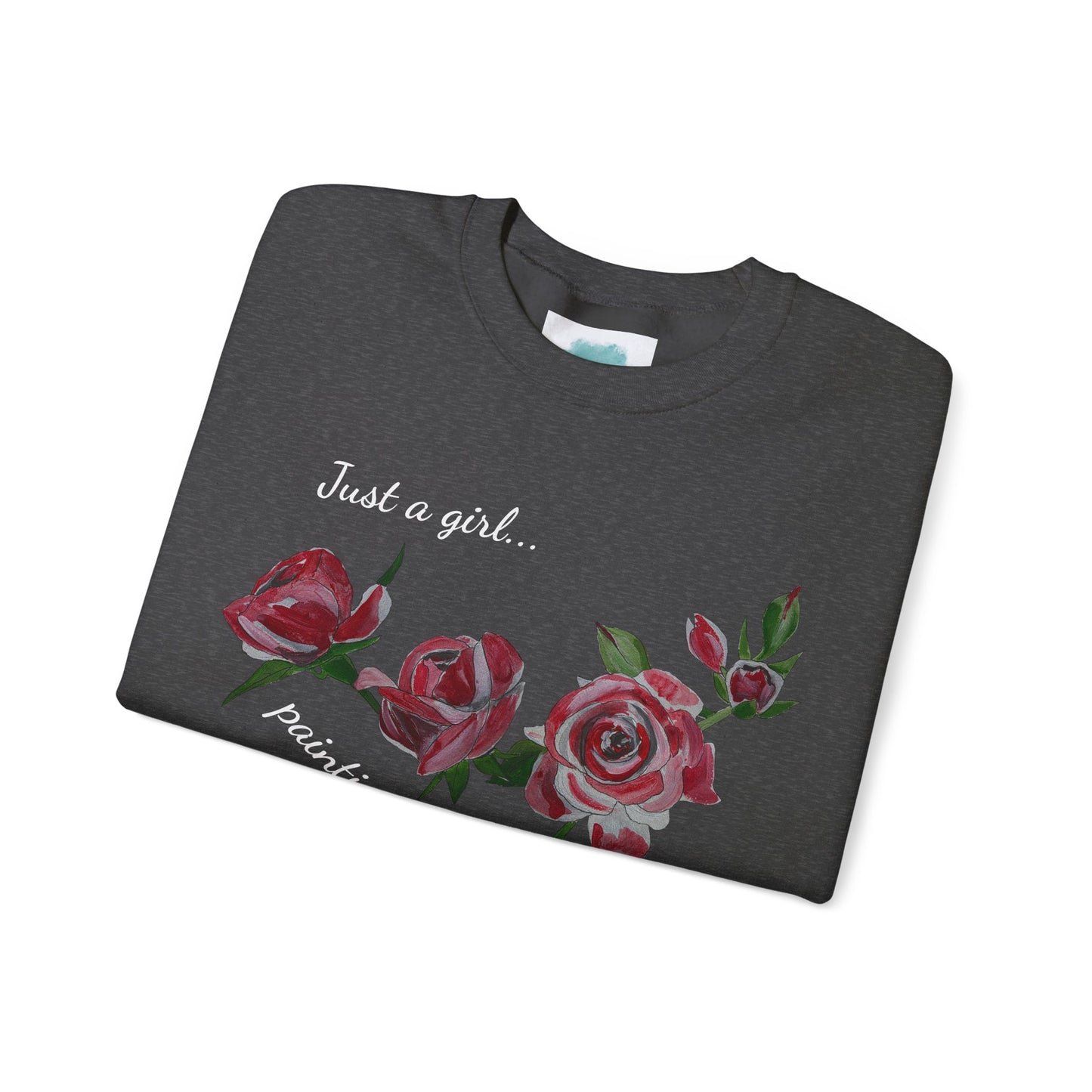 Just a Girl Painting Her Roses Red sweatshirt | Floral Rose Crewneck - Alice in Wonderland