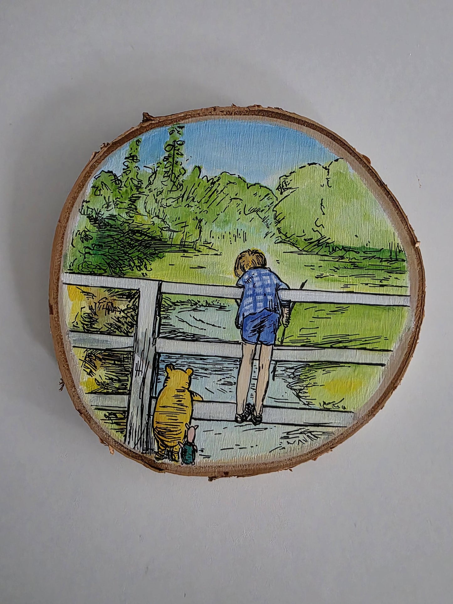 Winnie the Pooh, Pooh Sticks Wall Art - Handpainted