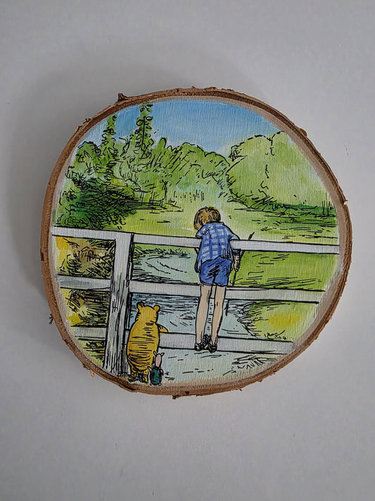 Winnie the Pooh, Pooh Sticks Wall Art - Handpainted