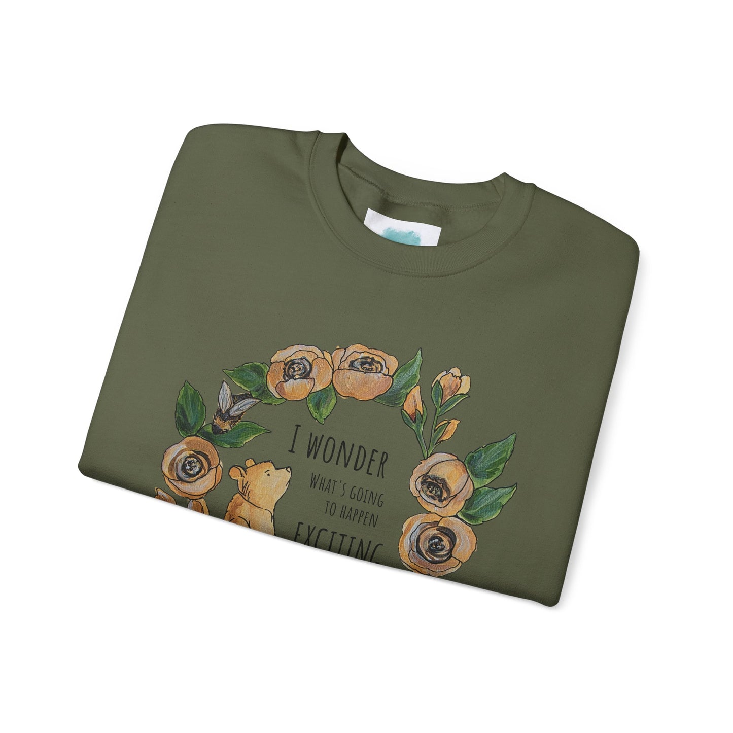 Winnie the Pooh Floral Wreath I Wonder What Exciting Things Today Sweatshirt