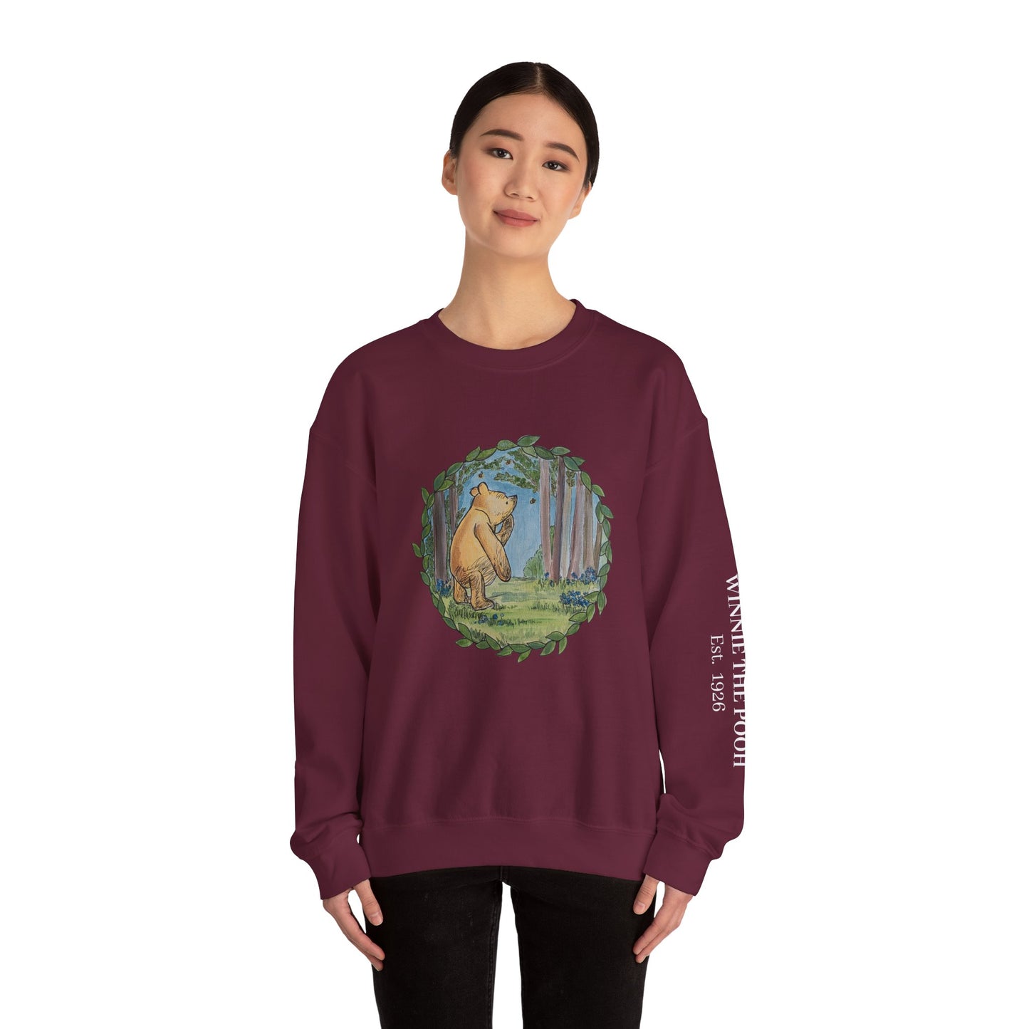 Winnie the Pooh Forest Illustration Sweatshirt | Vintage Storybook Bear Crewneck