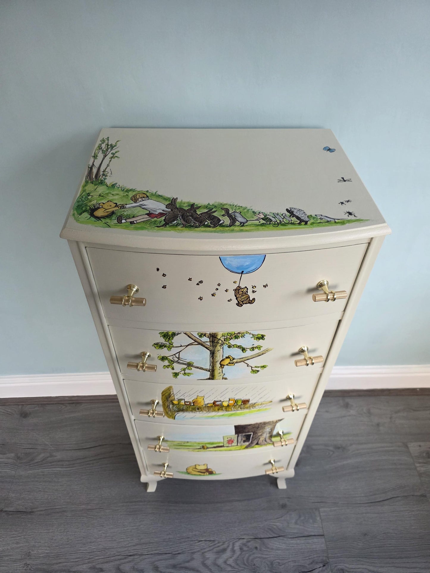 Winnie the Pooh Tall Drawers, Handpainted