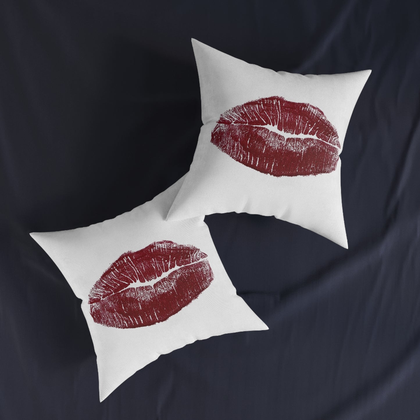 Kiss Print Square Pillow | Lipstick Lip Kiss Mark Pillow