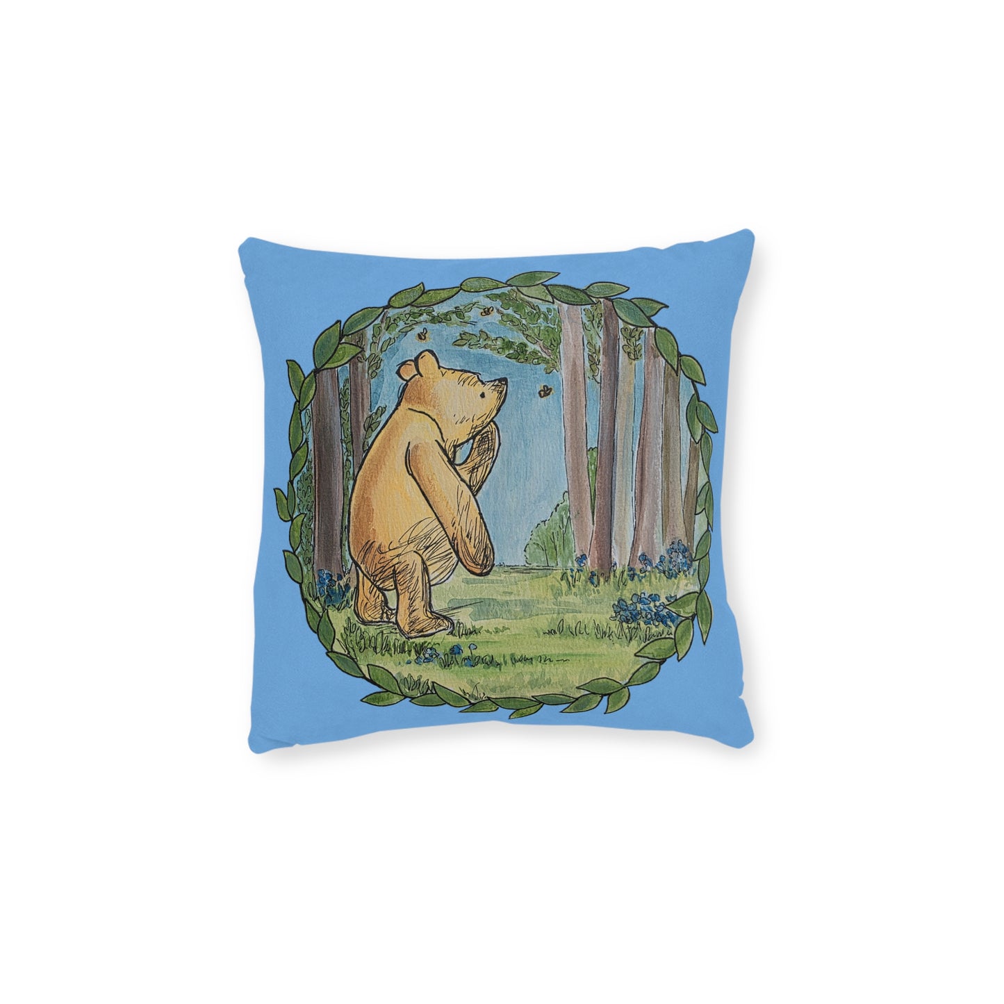 Winnie the Pooh Forest Square Pillow | Woodland Children's Decorative Pillow