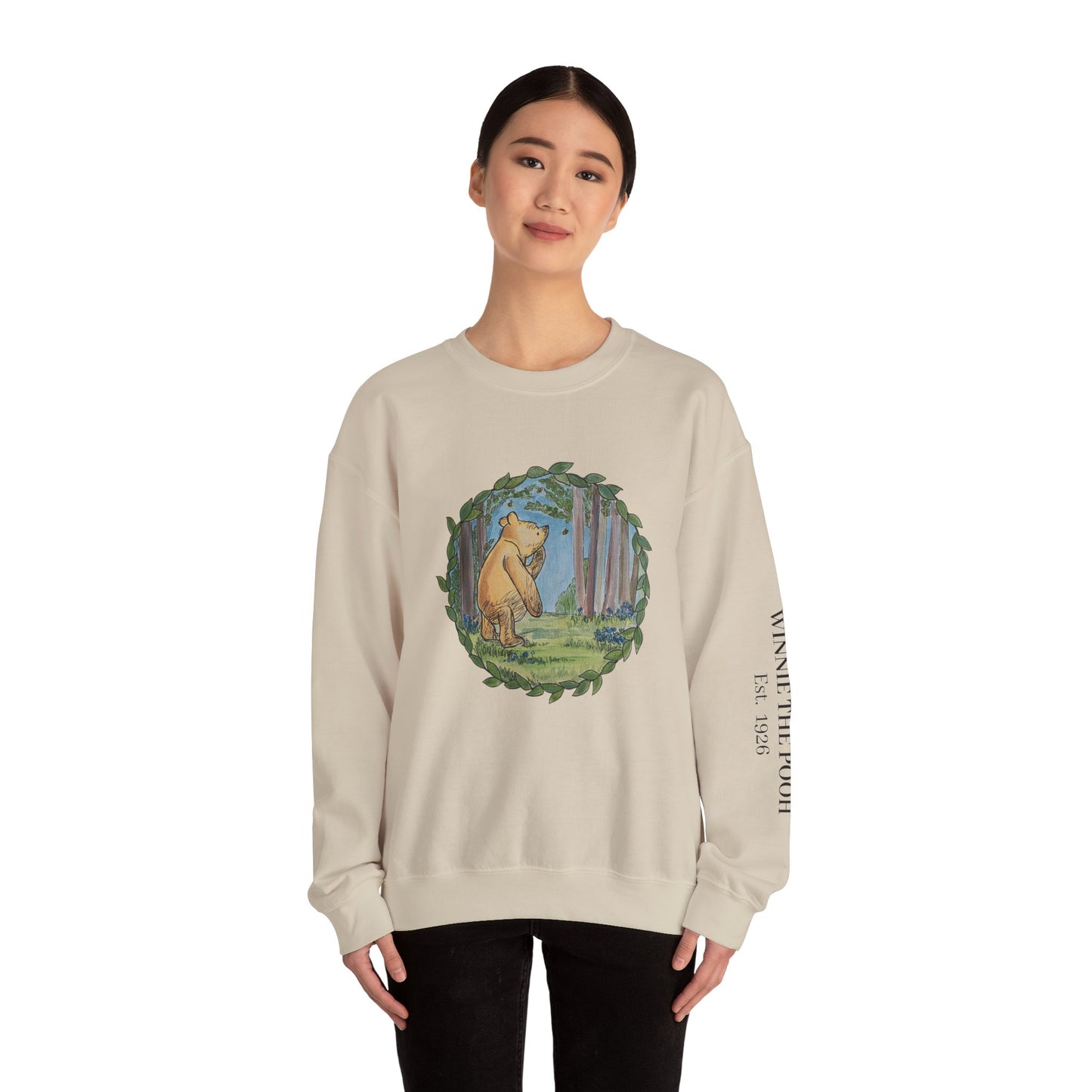 Winnie the Pooh Forest Illustration Sweatshirt | Vintage Storybook Bear Crewneck
