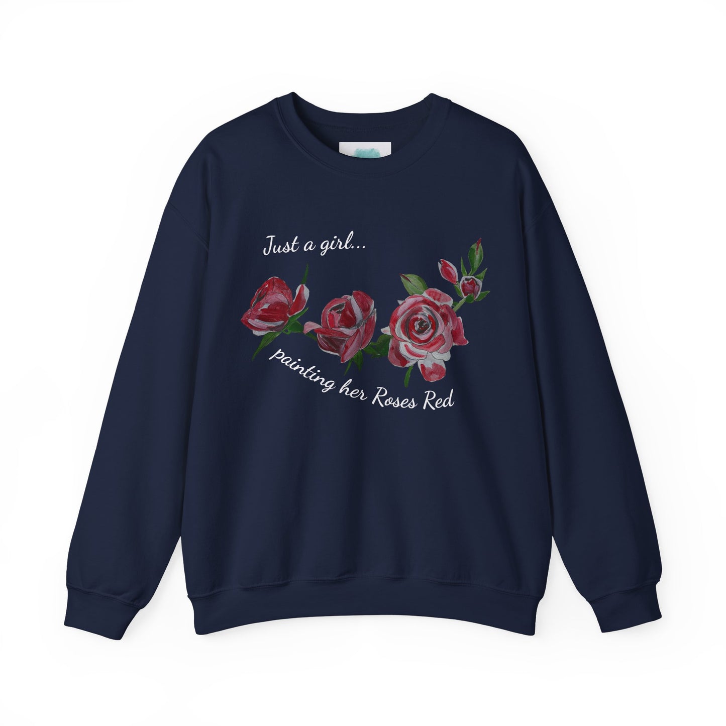 Just a Girl Painting Her Roses Red sweatshirt | Floral Rose Crewneck - Alice in Wonderland