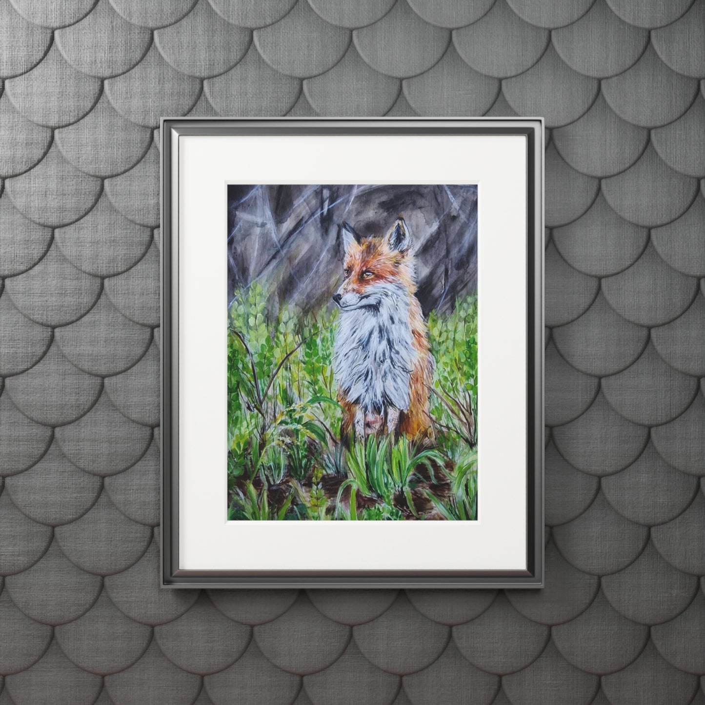 Red Fox Illustration Fine Art Print | Passepartout Paper Frame