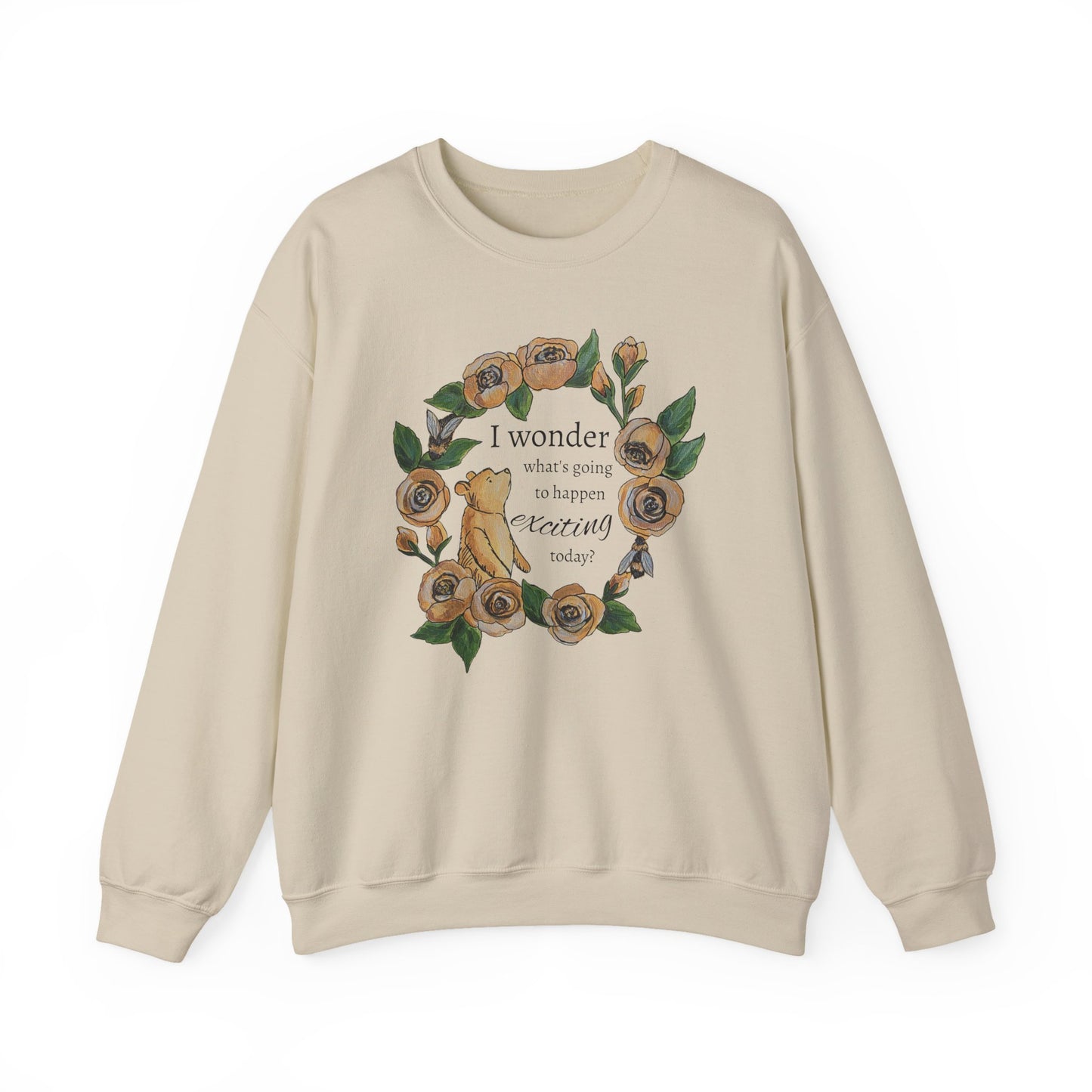 Winnie the Pooh Floral Wreath Sweatshirt, Winnie Quote
