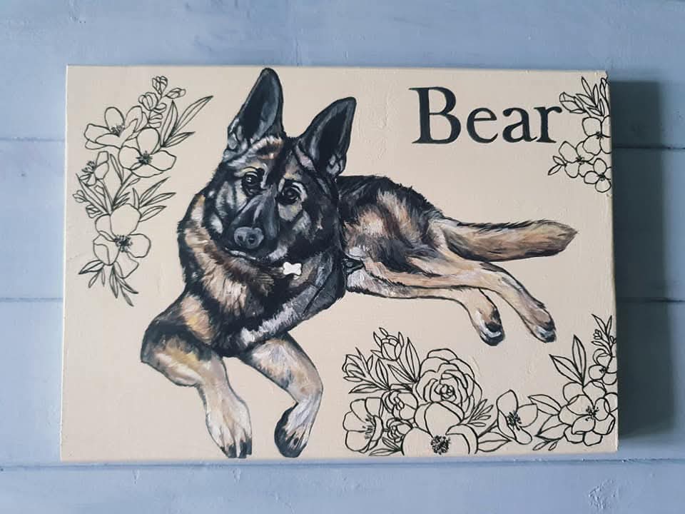 Pet Portrait onto Wood 20x30cm