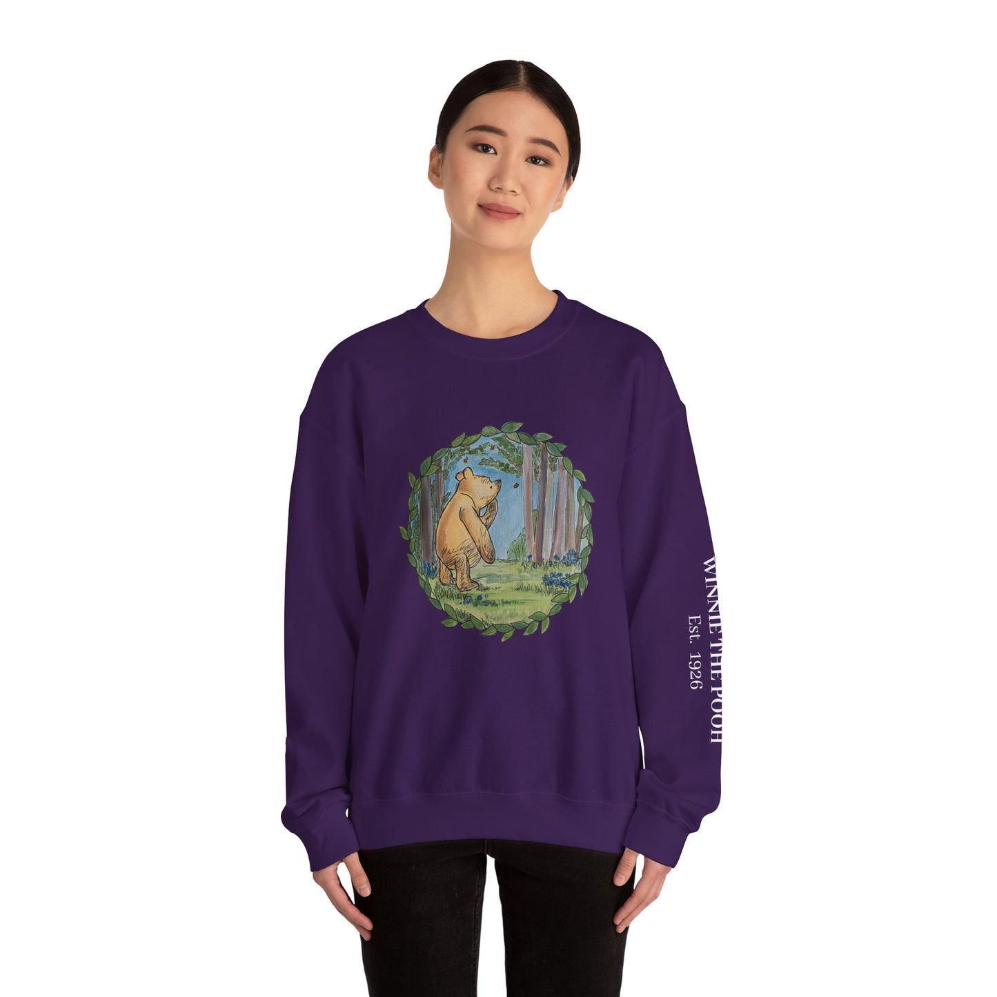 Winnie the Pooh Forest Illustration Sweatshirt | Vintage Storybook Bear Crewneck