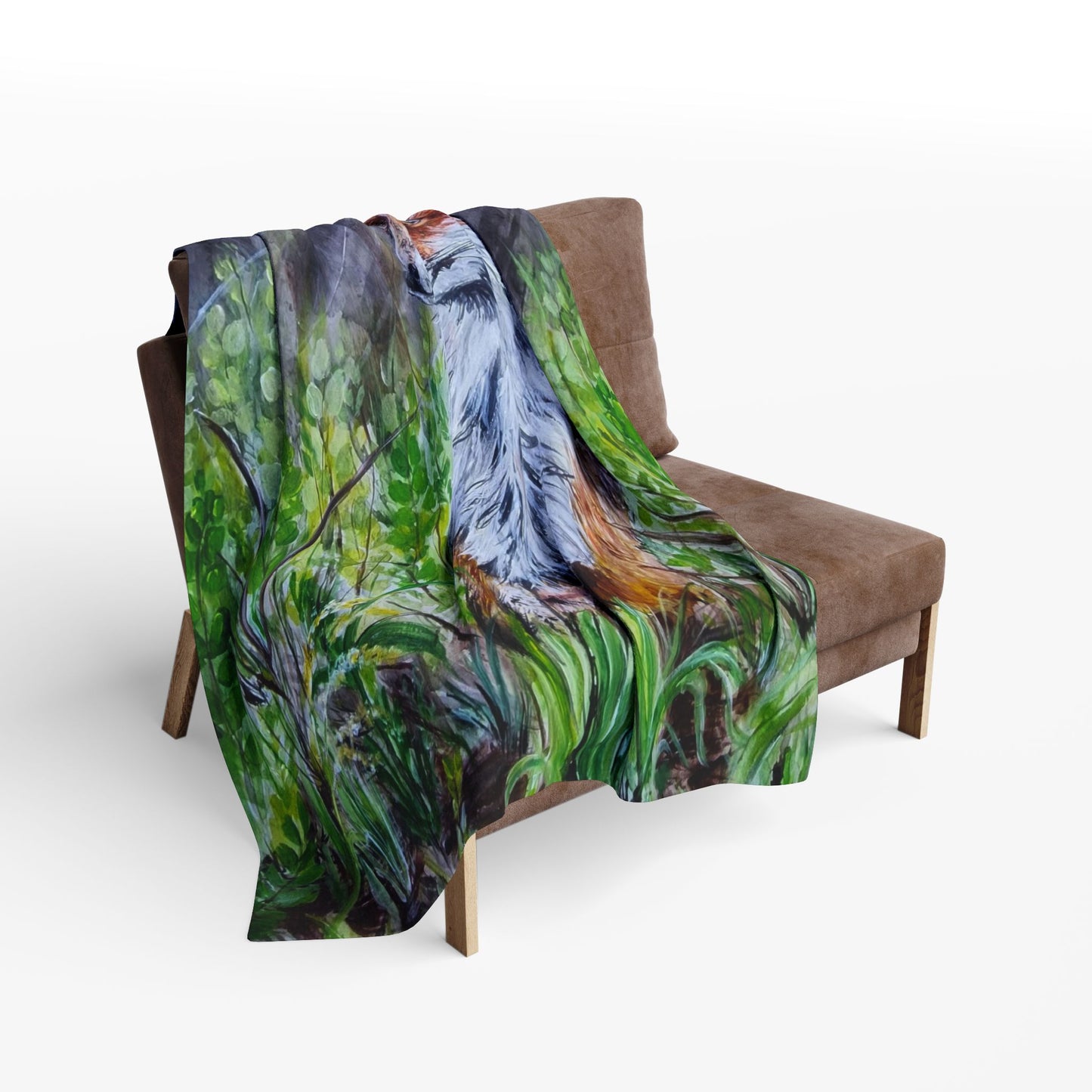 Red Fox Illustration Arctic Fleece Blanket | Forest Wildlife Throw