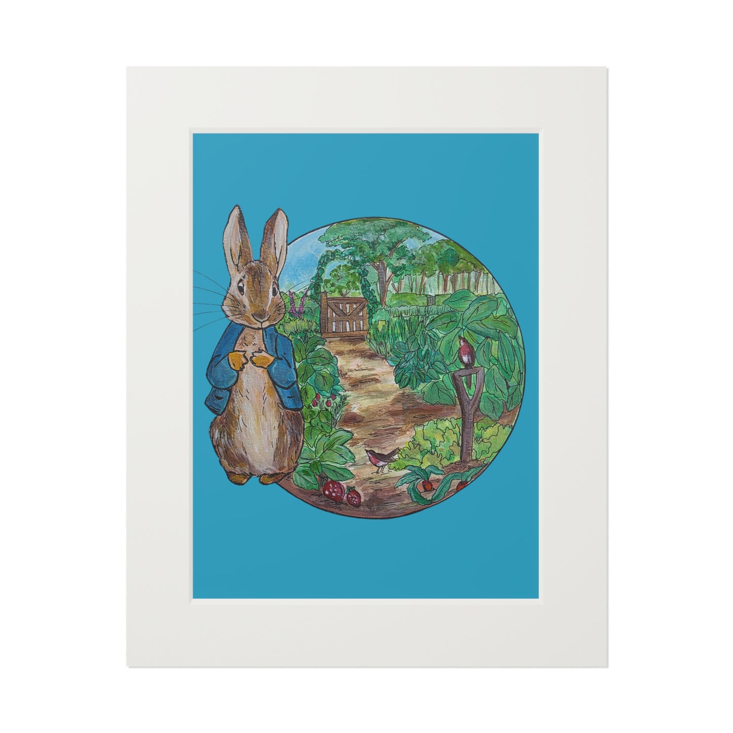 Peter Rabbit Illustration Fine Art Print, Passepartout Paper Frame