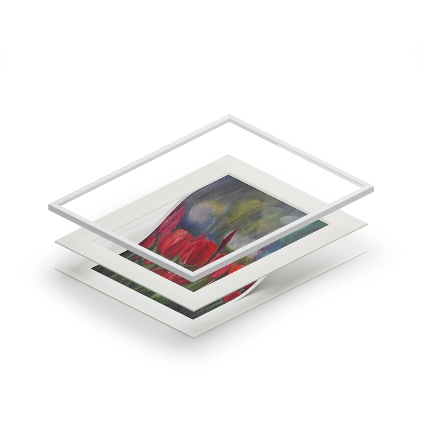 Red Tulip Field Fine Art Print | Passepartout Paper Frame
