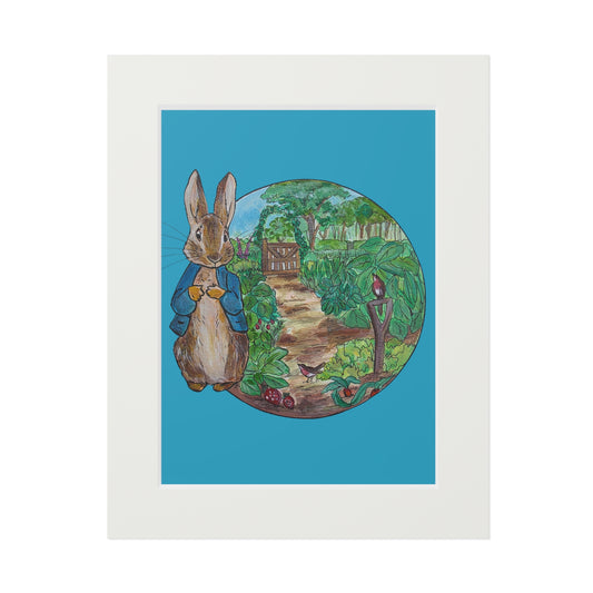 Peter Rabbit Illustration Fine Art Print, Passepartout Paper Frame