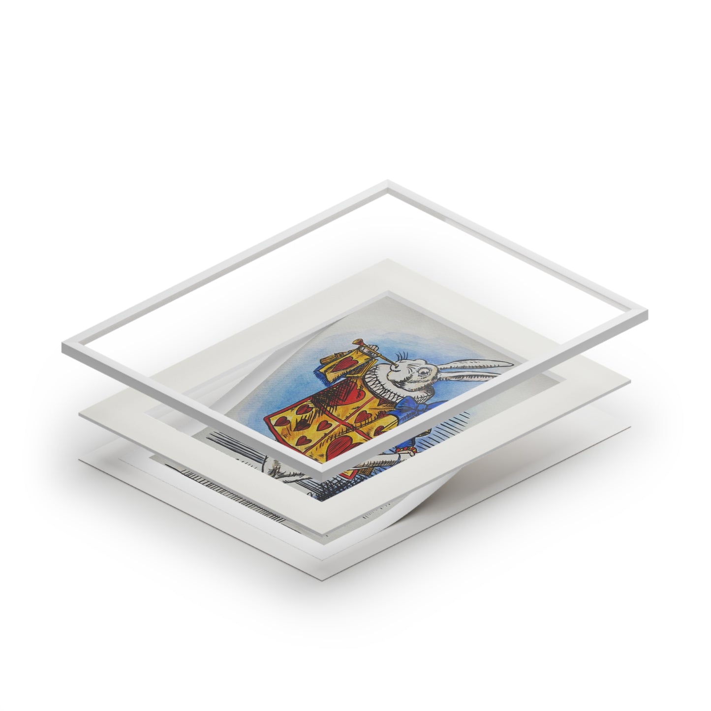 The White Rabbit - Alice in Wonderland Fine Art Prints (Passepartout Paper Frame)
