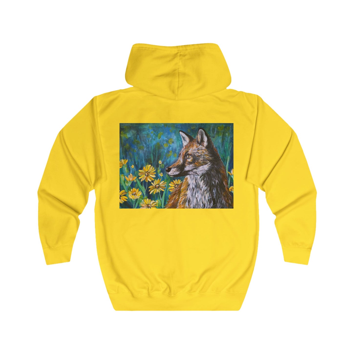 Fox Portrait Hoodie | Fox Among Wildflowers, Nature Animal Art Zip