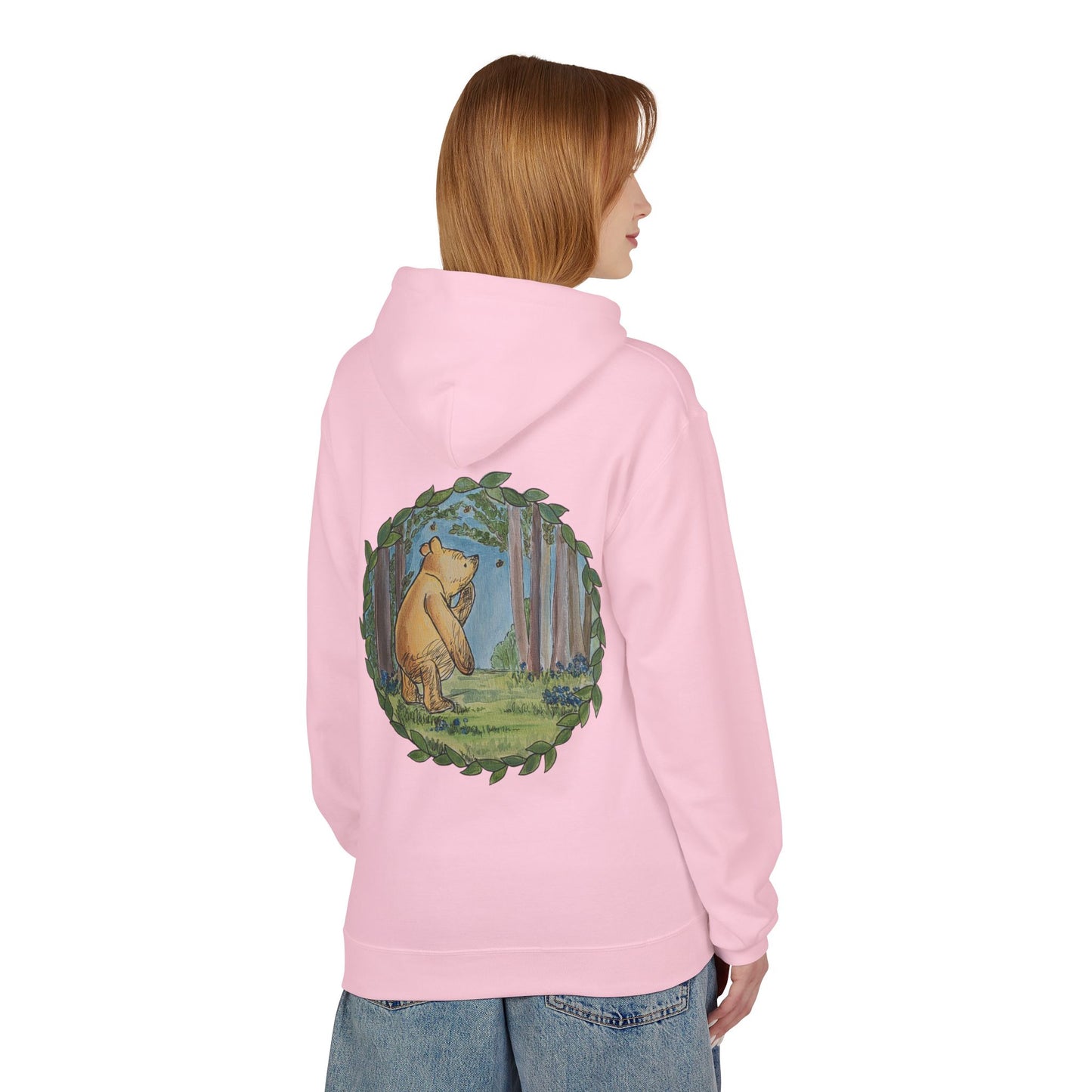 Winnie the Pooh Hoodie | Classic Storybook Illustration, Forest Backprint