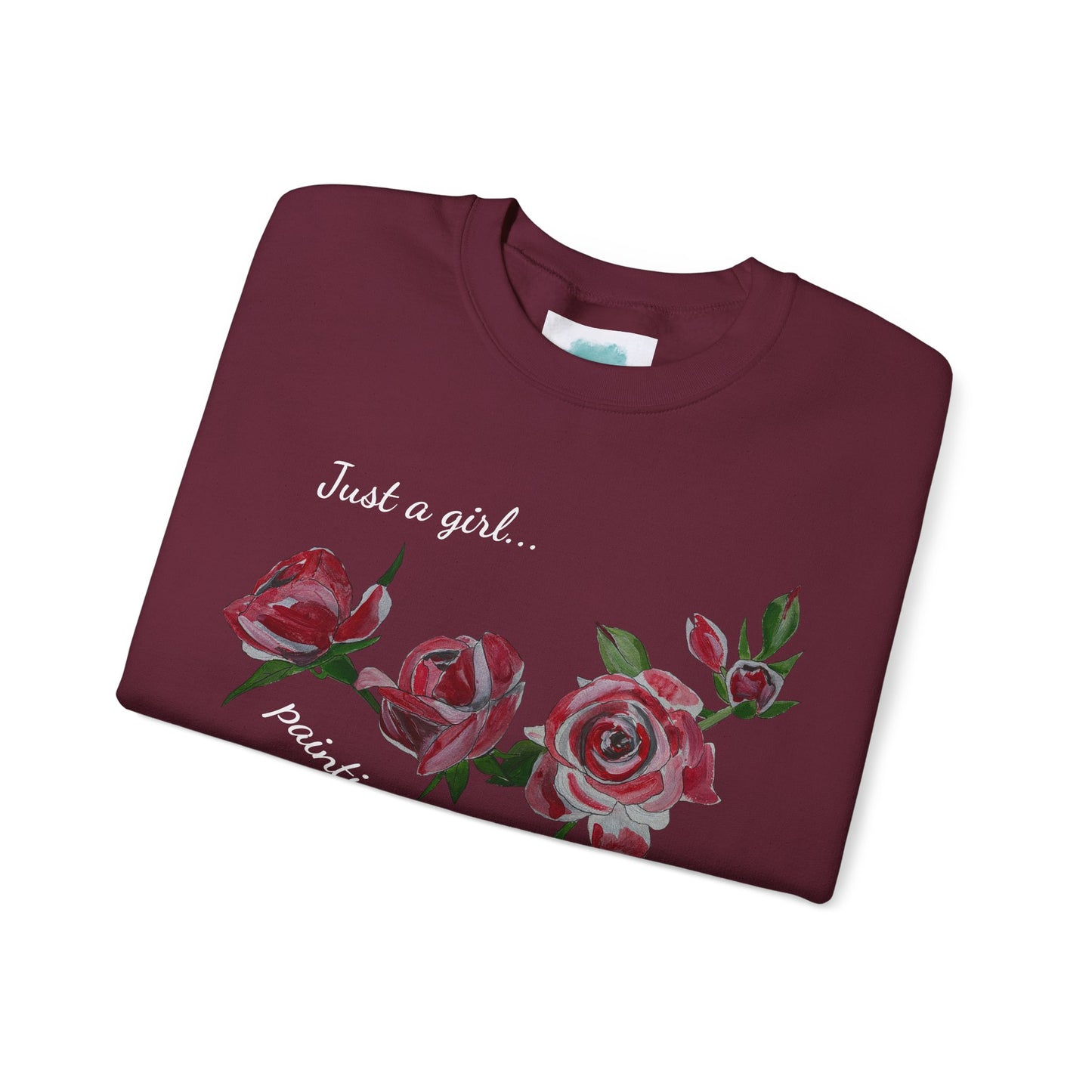 Just a Girl Painting Her Roses Red sweatshirt | Floral Rose Crewneck - Alice in Wonderland