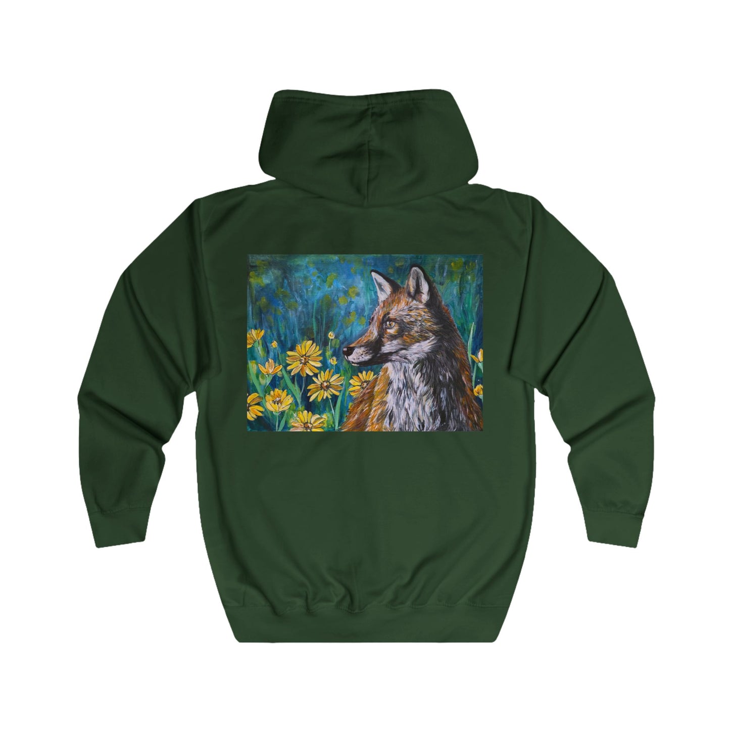 Fox Portrait Hoodie | Fox Among Wildflowers, Nature Animal Art Zip