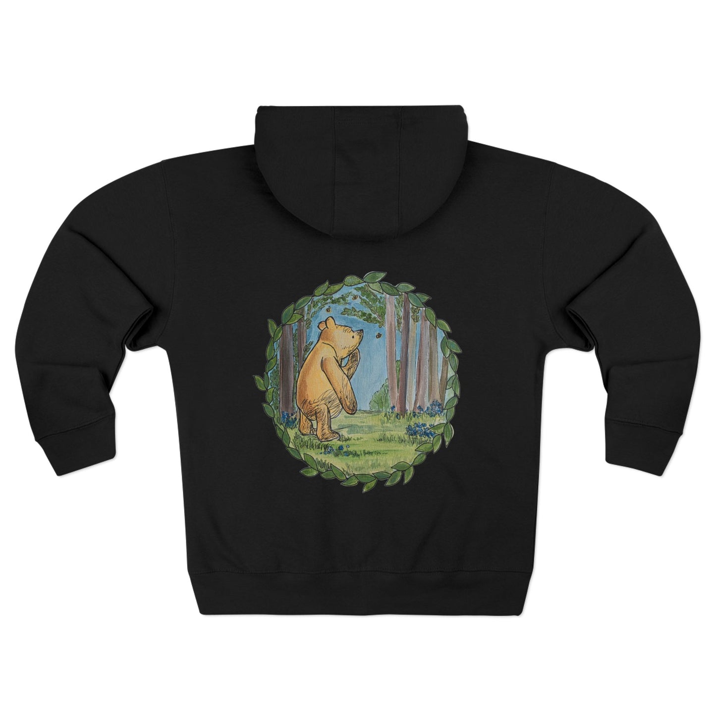 Winnie the Pooh Forest Illustration Zip Hoodie | Vintage Storybook Design