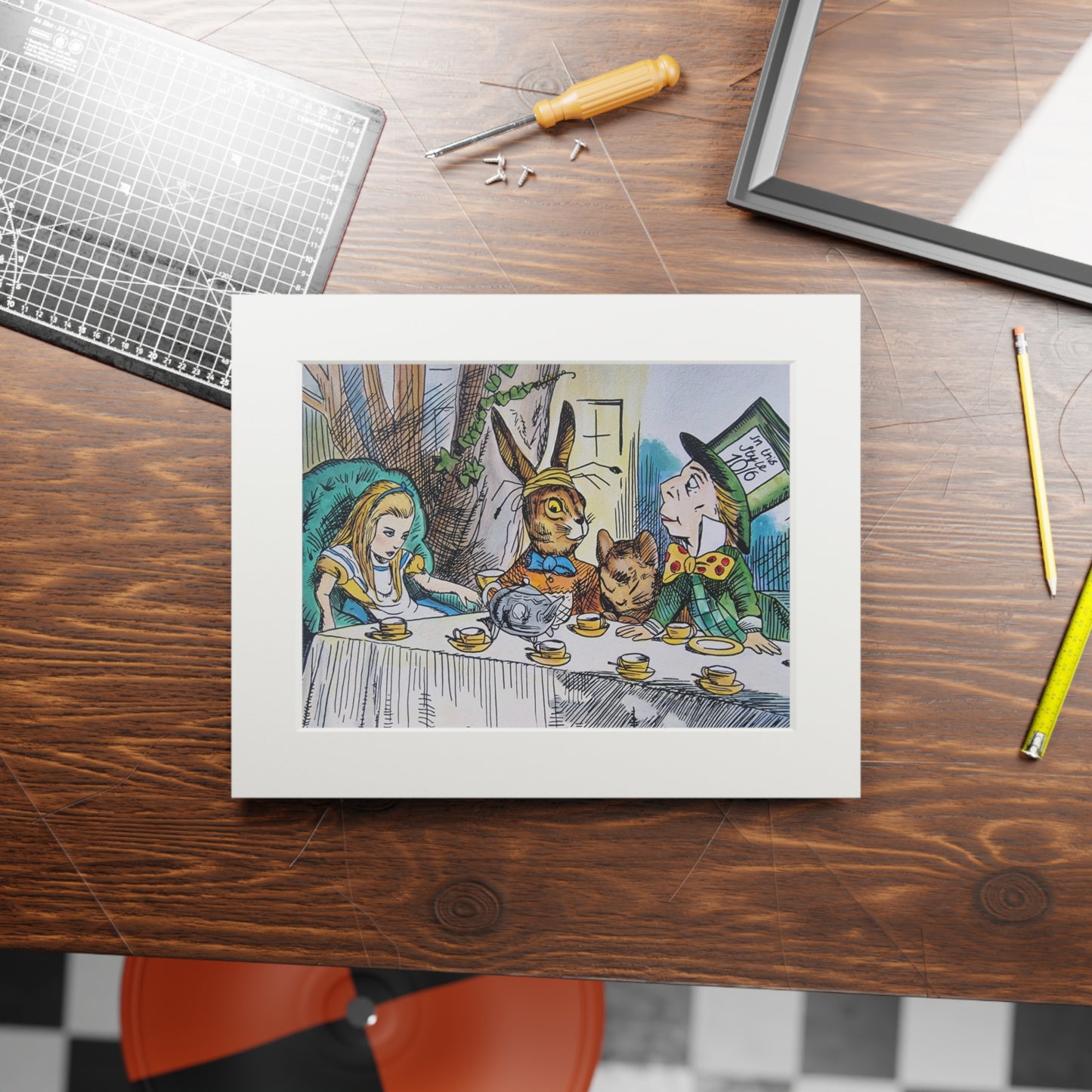 Alice in Wonderland Tea Party Fine Art Print | Passepartout Frame