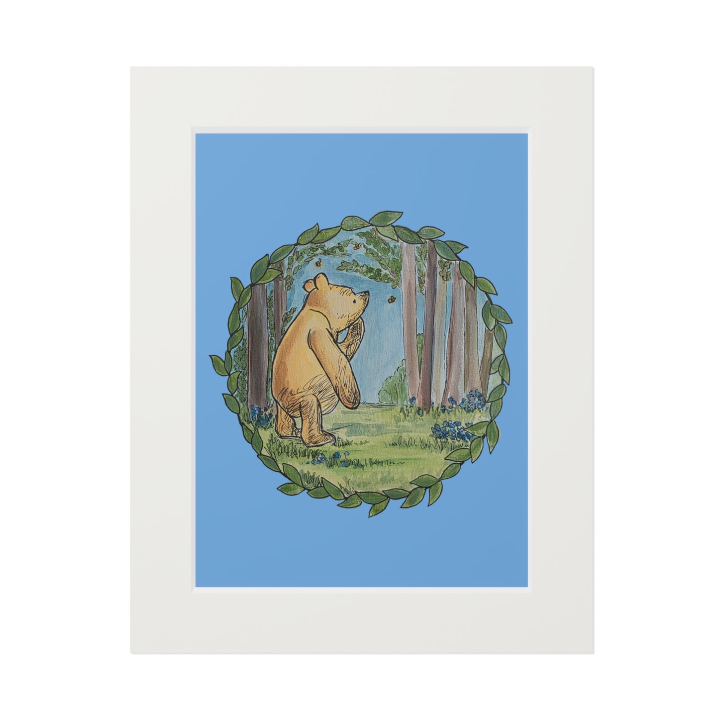 Winnie the Pooh Forest Illustration Fine Art Print | Passepartout Frame