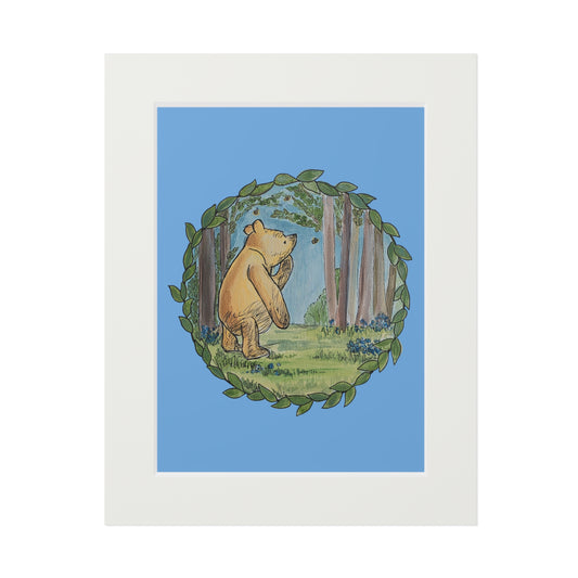Winnie the Pooh Forest Illustration Fine Art Print | Passepartout Frame