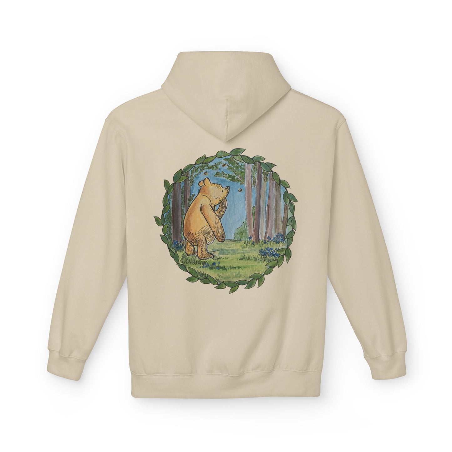 Winnie the Pooh Hoodie | Classic Storybook Illustration, Forest Backprint