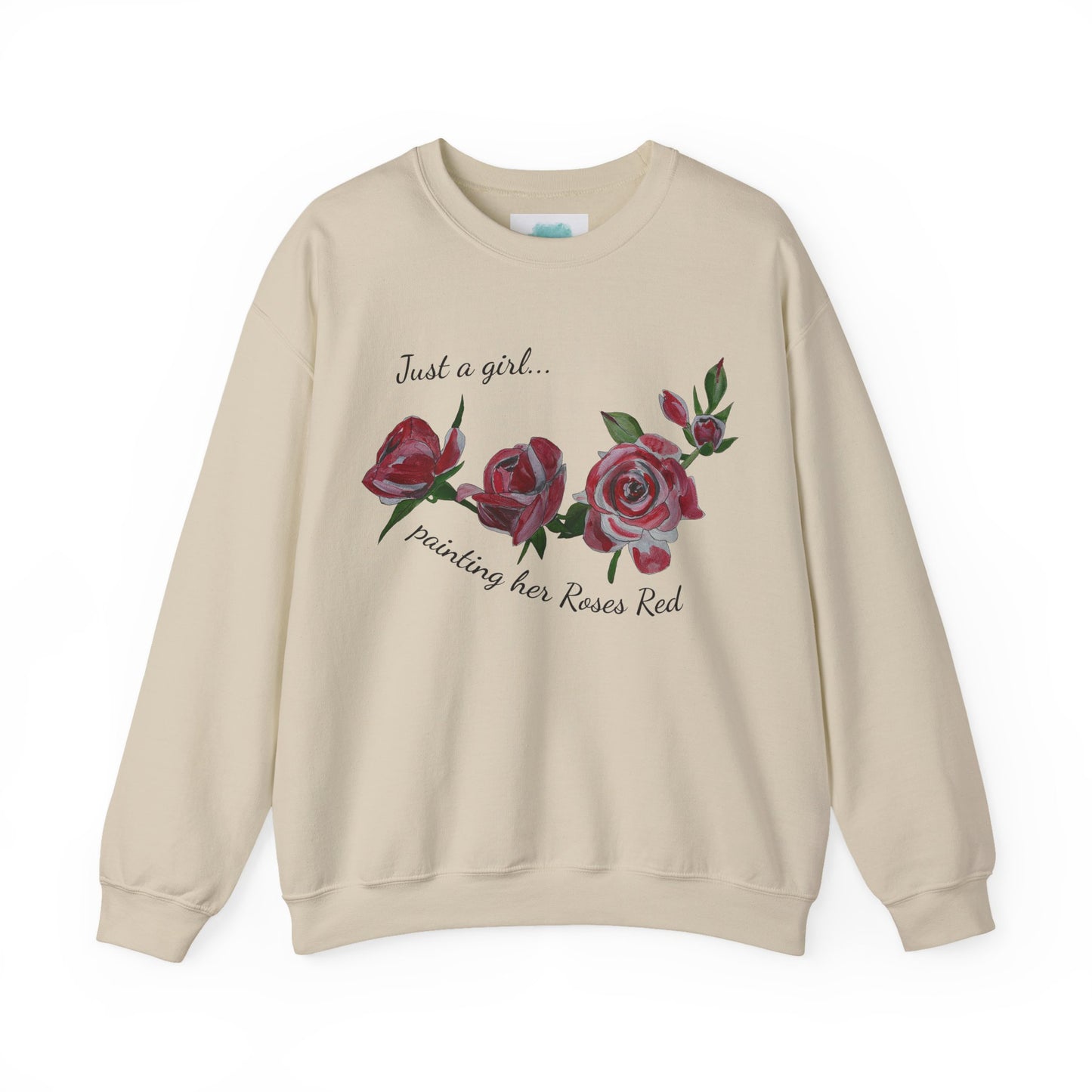 Just a Girl Painting Her Roses Red sweatshirt | Floral Rose Crewneck - Alice in Wonderland