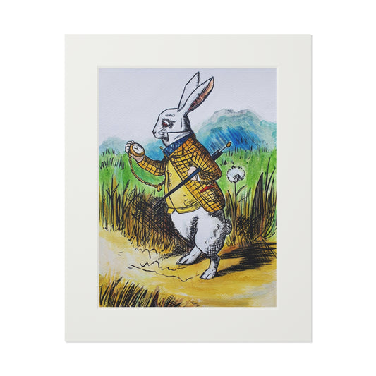 White Rabbit | Alice in Wonderland Illustration Fine Art Print | Passepartout Paper Frame